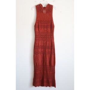Anthropologie Dusty Orange Crochet Maxi Dress - Size Medium
